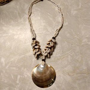 Beaded Cowrie Sea Shell Seashell Necklace